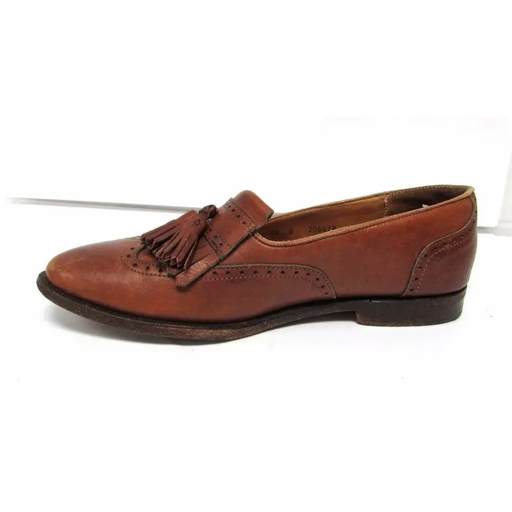 Cole Haan 9.5 d brown leather loafers with tassles shoes dress wing tip